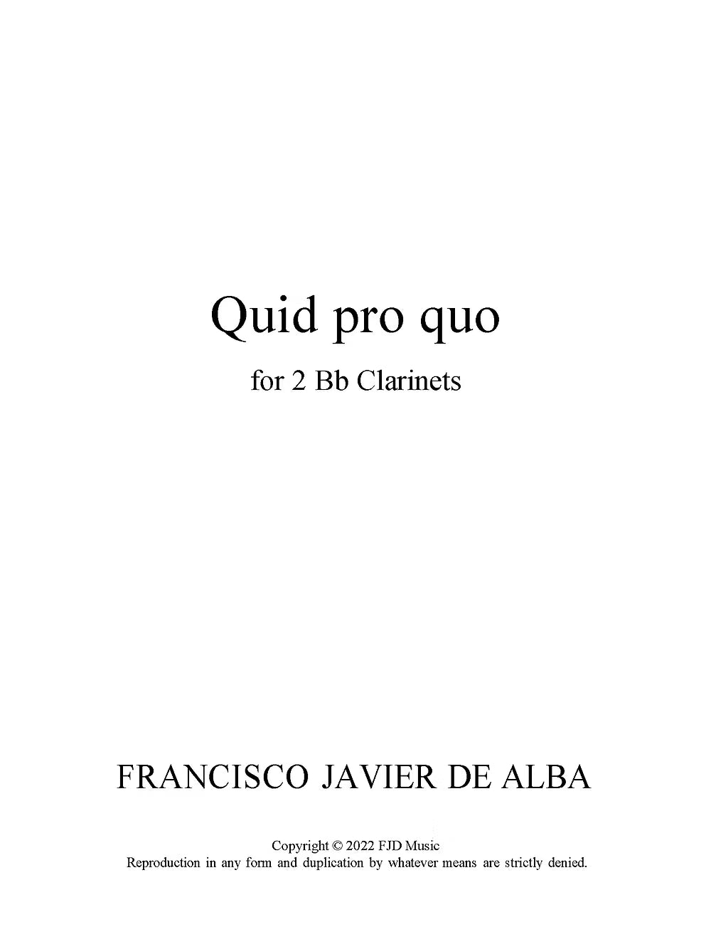 De Alba - Quid pro quo for Two B-flat Clarinets