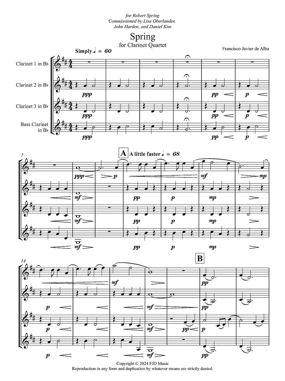 De Alba - Spring for Clarinet Quartet