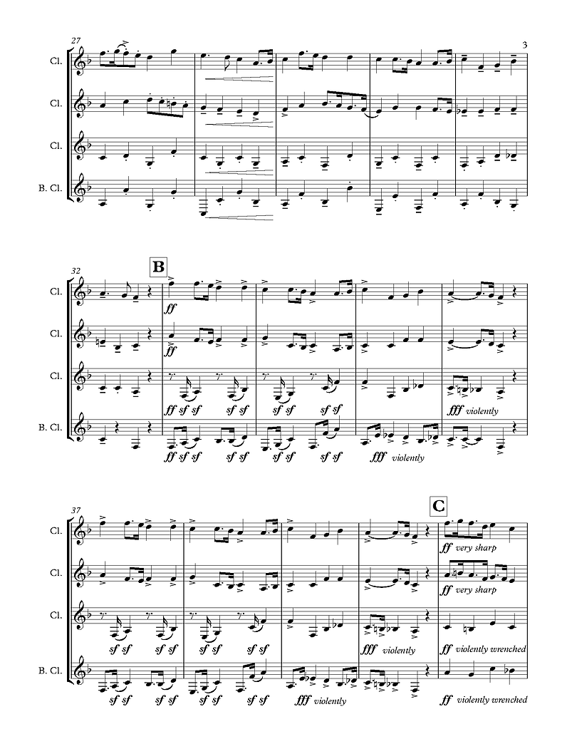 Grainger (arr. de Alba) - Country Gardens for Clarinet Quartet