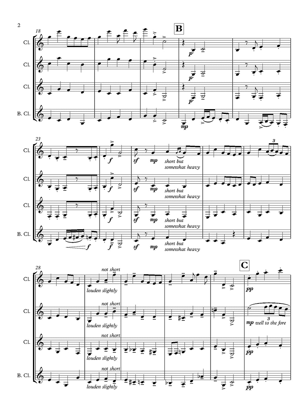 Grainger (arr. de Alba) - Mock Morris for Clarinet Quartet