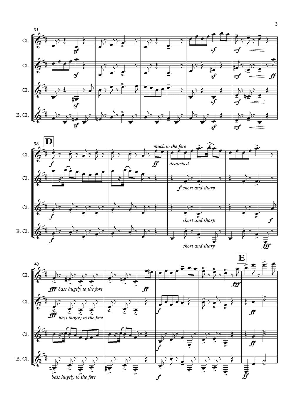 Grainger (arr. de Alba) - Spoon River for Clarinet Quartet