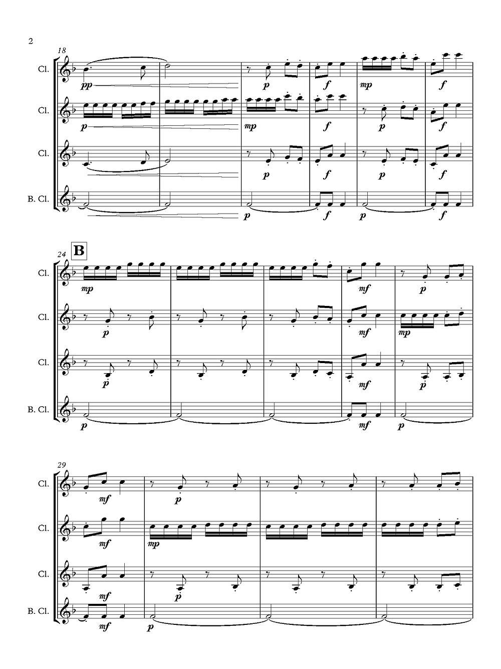 Grainger (arr. de Alba) - Eastern Intermezzo for Clarinet Quartet