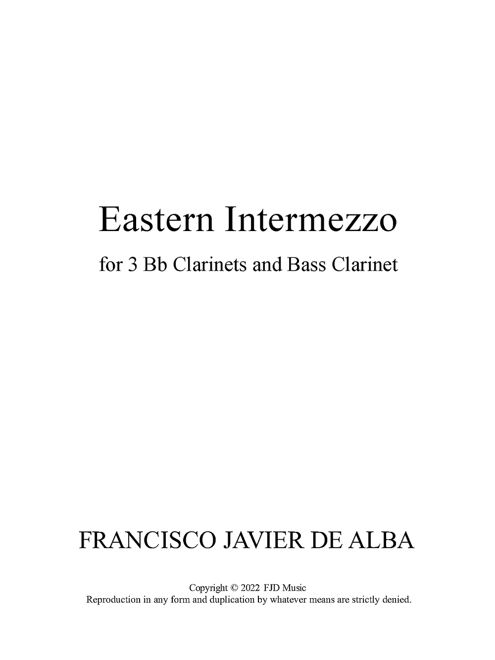 Grainger (arr. de Alba) - Eastern Intermezzo for Clarinet Quartet