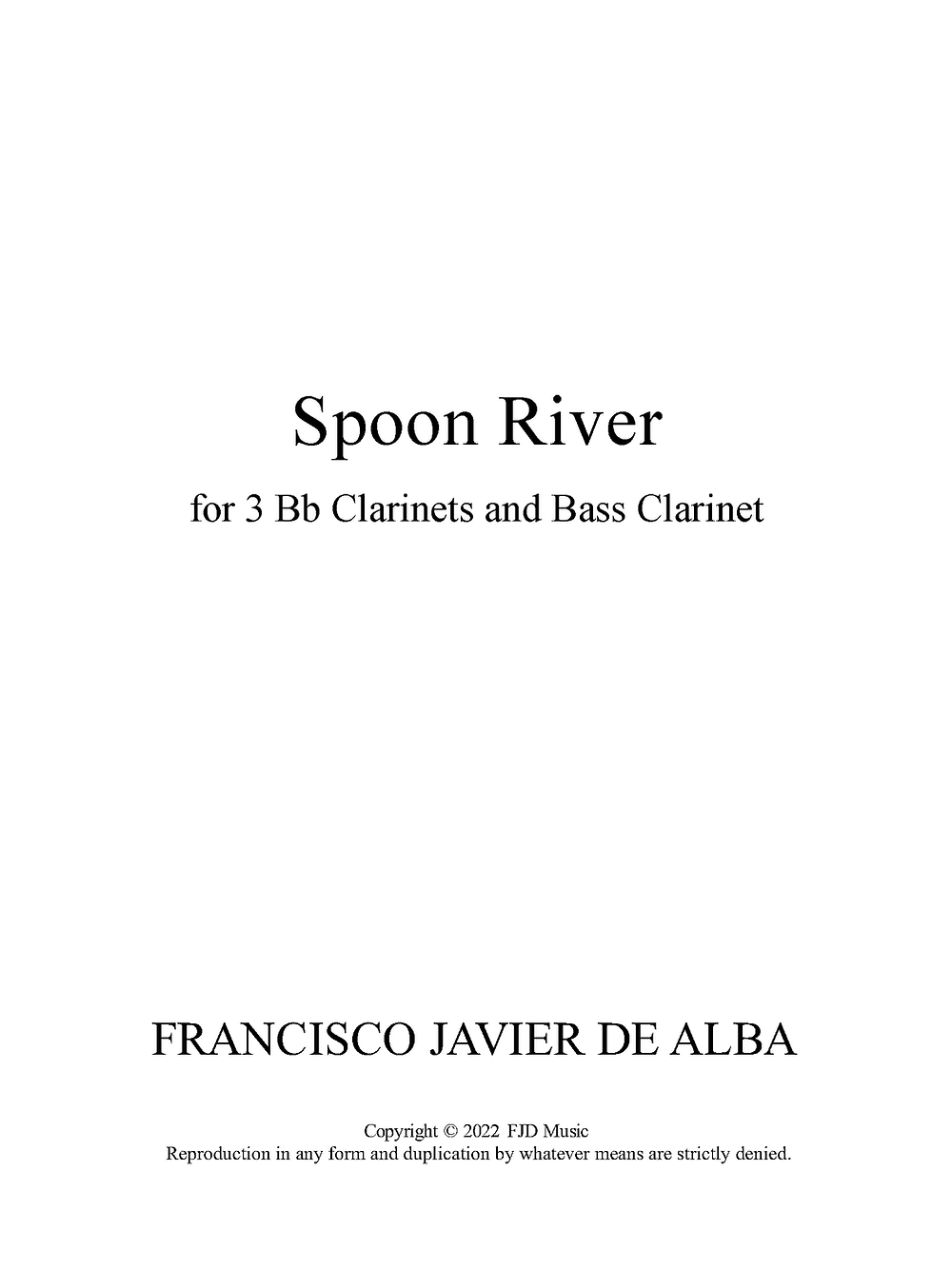 Grainger (arr. de Alba) - Spoon River for Clarinet Quartet