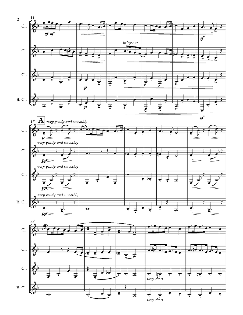 Grainger (arr. de Alba) - Country Gardens for Clarinet Quartet