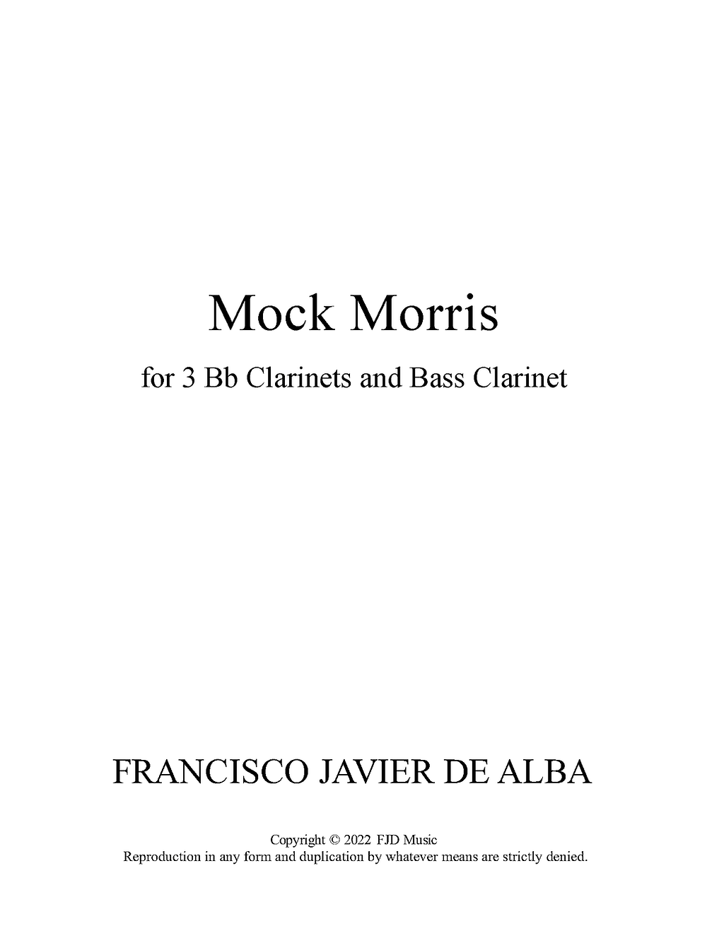 Grainger (arr. de Alba) - Mock Morris for Clarinet Quartet