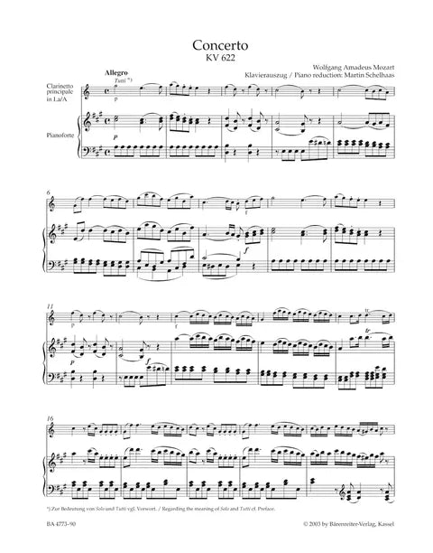 Mozart - Clarinet Concerto, K. 622 (A Clarinet and Piano)