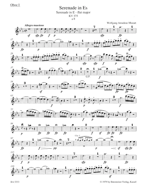 Mozart - Serenade No. 11 in E-flat major, K. 375 (Octet Version - Parts)