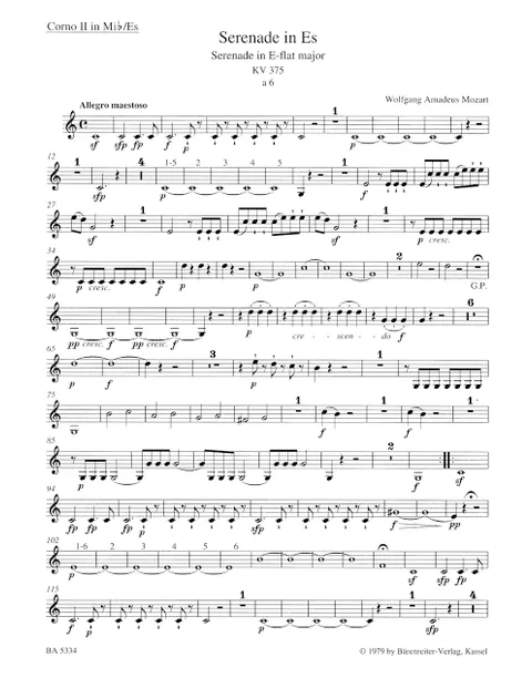 Mozart - Serenade No. 11 in E-flat major, K. 375 (Sextet Version - Parts)