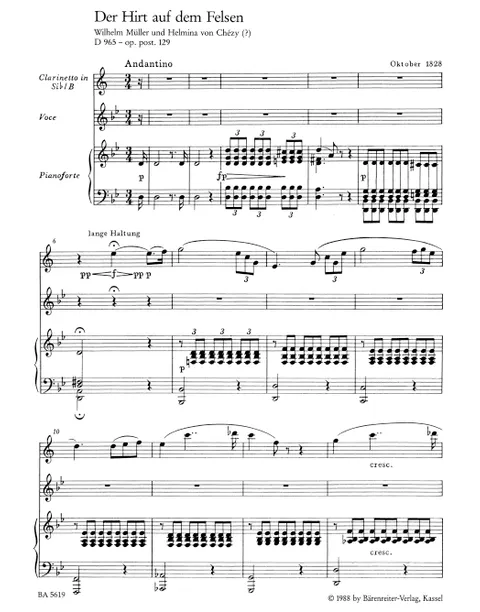 Schubert - The Shepherd on the Rock for Voice, Clarinet and Piano