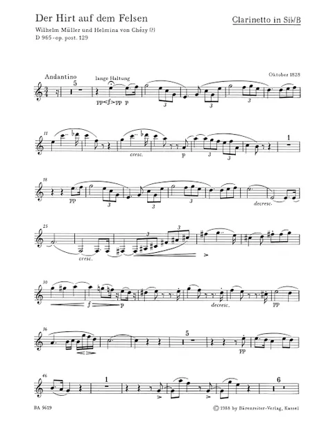 Schubert - The Shepherd on the Rock for Voice, Clarinet and Piano