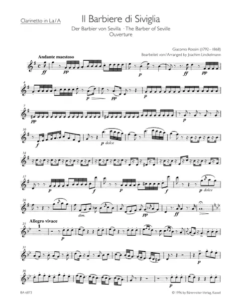 Rossini - Overture to The Barber of Seville for Wind Quintet (Parts)