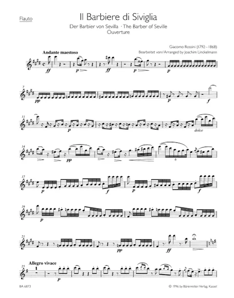 Rossini - Overture to The Barber of Seville for Wind Quintet (Parts)