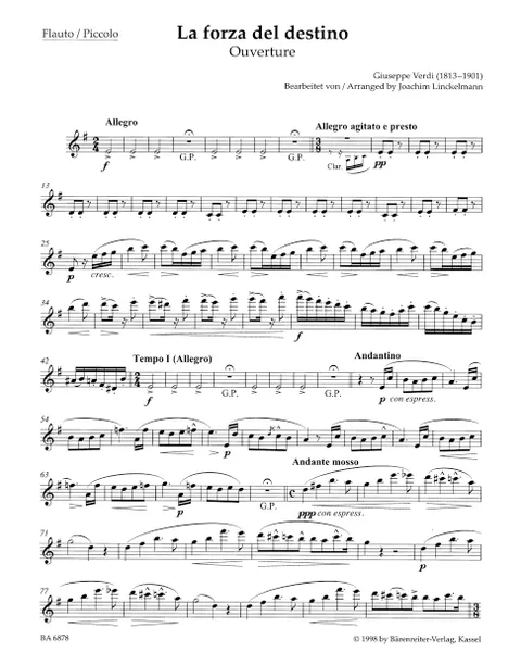 Verdi - Overture to La Forza del Destino for Wind Quintet (Parts)