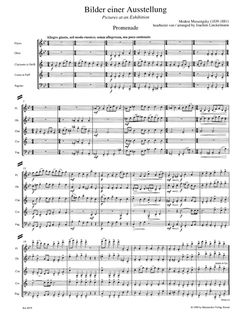 Mussorgsky - Pictures at an Exhibition for Wind Quintet (Score and Parts)