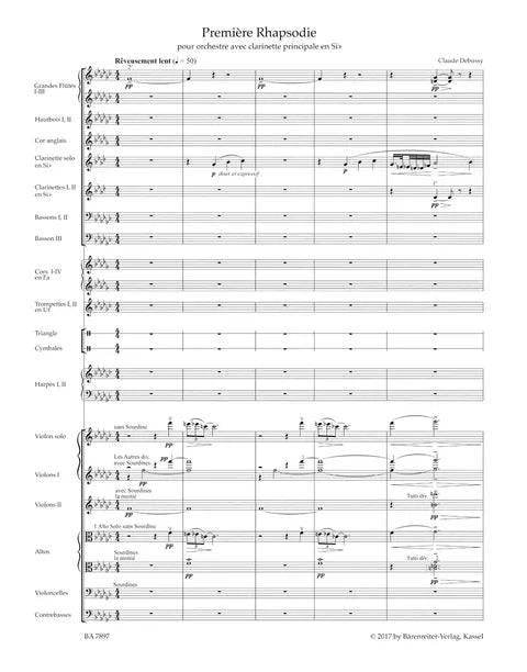 Debussy - Premiere Rhapsodie for Clarinet and Orchestra (Full Score)