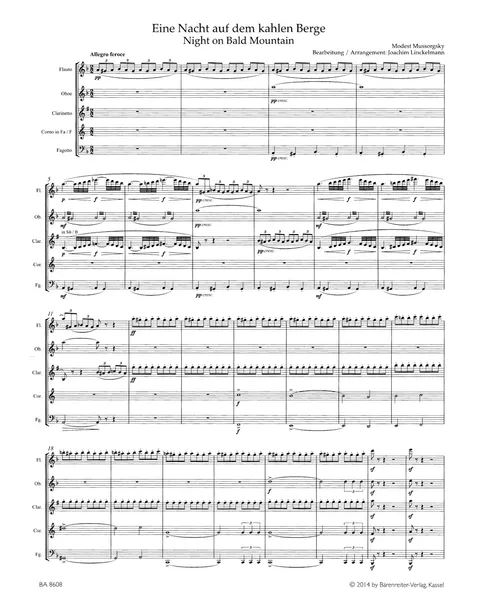 Mussorgsky - Night on Bald Mountain for Wind Quintet (Score and Parts)