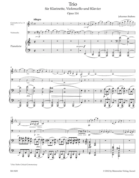 Brahms - Trio in A Minor for Clarinet, Cello, and Piano, Op. 114