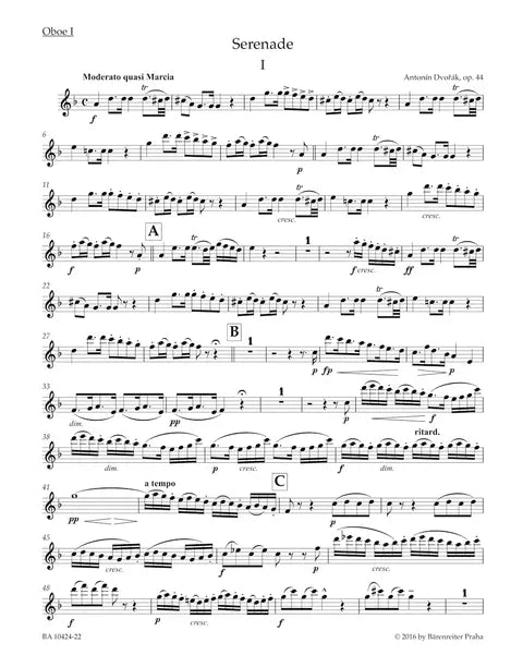 Dvorak - Serenade for Wind Instruments, Op. 44 (Parts)