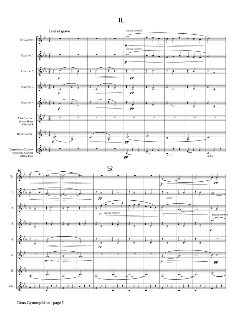Satie (arr. Johnston)  - Deux Gymnopédies for Clarinet Choir