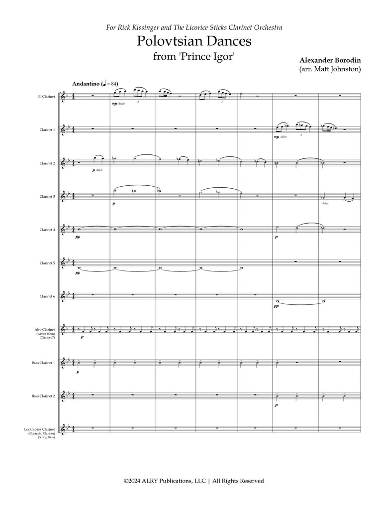 Borodin (arr. Johnston) - Polovtsian Dances for Clarinet Choir