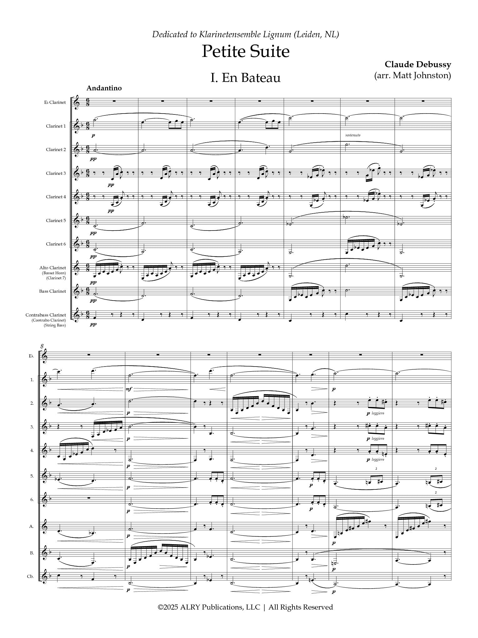 Debussy (arr. Johnston) - Petite Suite for Clarinet Choir