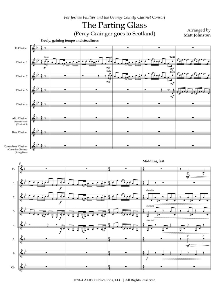 Johnston - The Parting Glass for Clarinet Choir