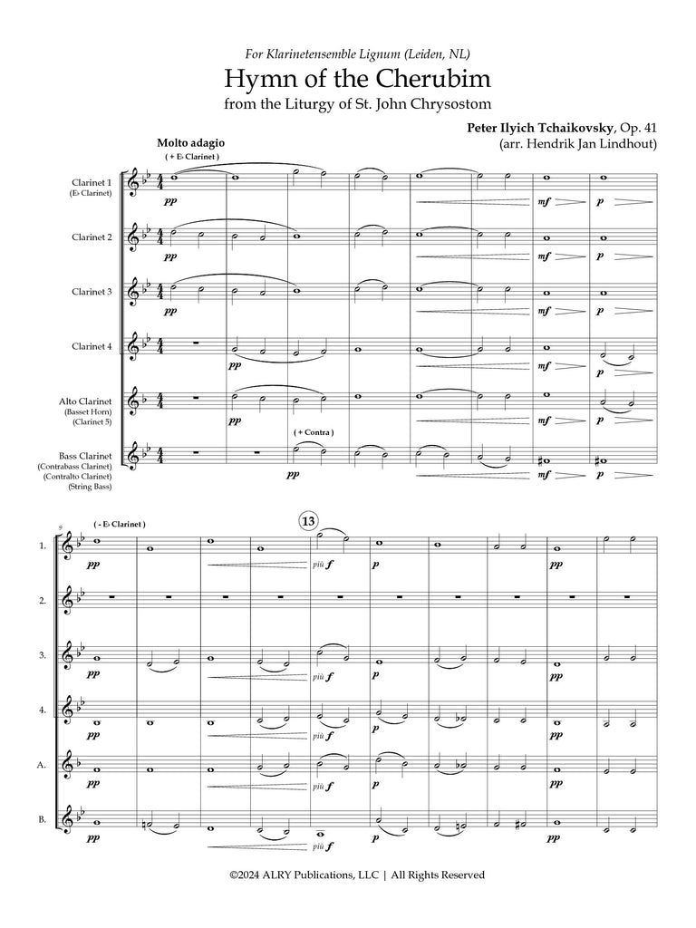Tchaikovsky (arr. Lindhout) - Hymn of the Cherubim for Clarinet Choir