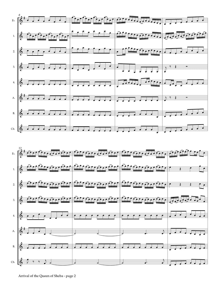 Handel (arr. Johnston) - Arrival of the Queen of Sheba for Clarinet Choir