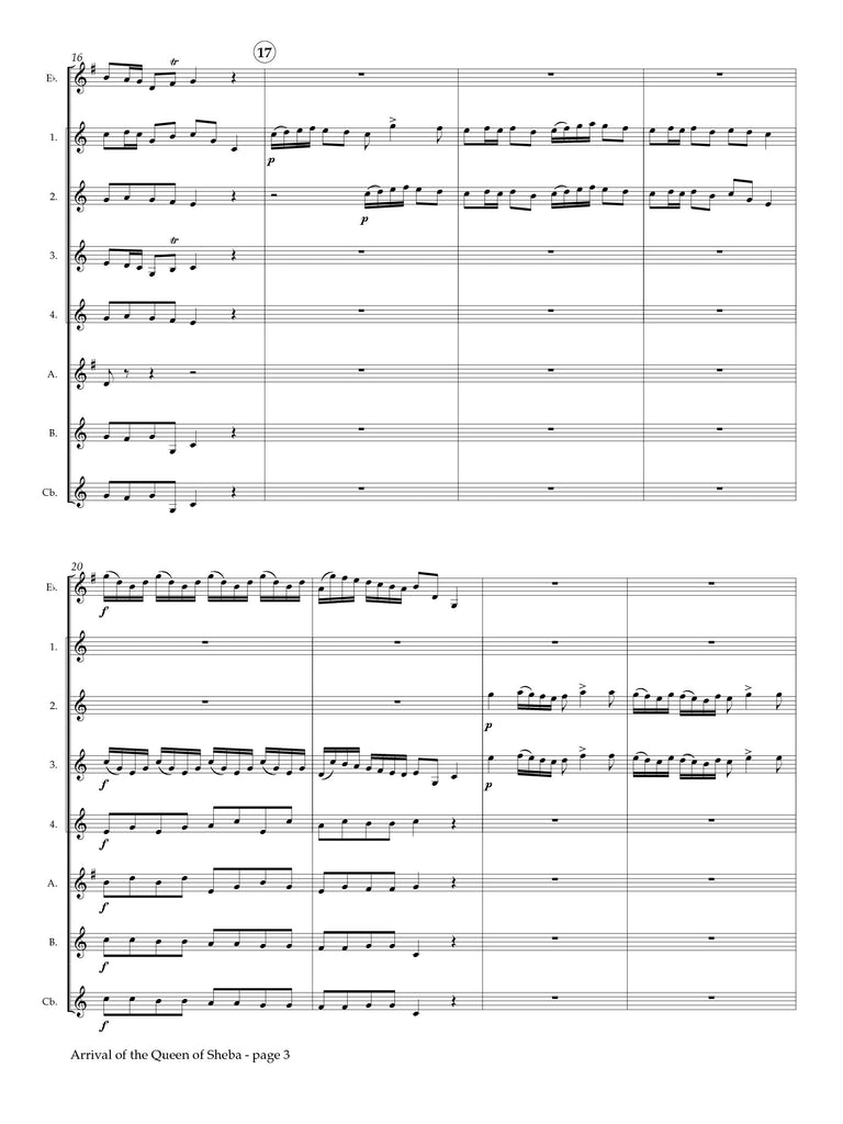 Handel (arr. Johnston) - Arrival of the Queen of Sheba for Clarinet Choir