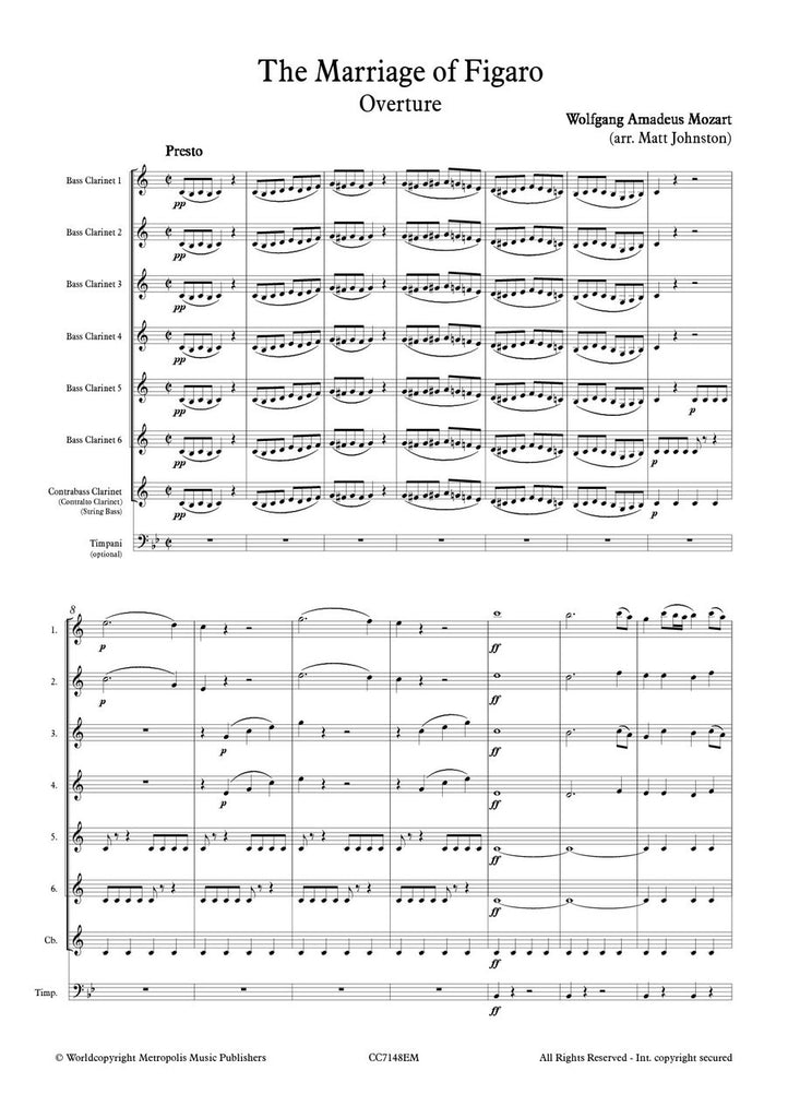 Mozart (arr. Johnston) - The Marriage of Figaro Overture for Low Clarinet Ensemble
