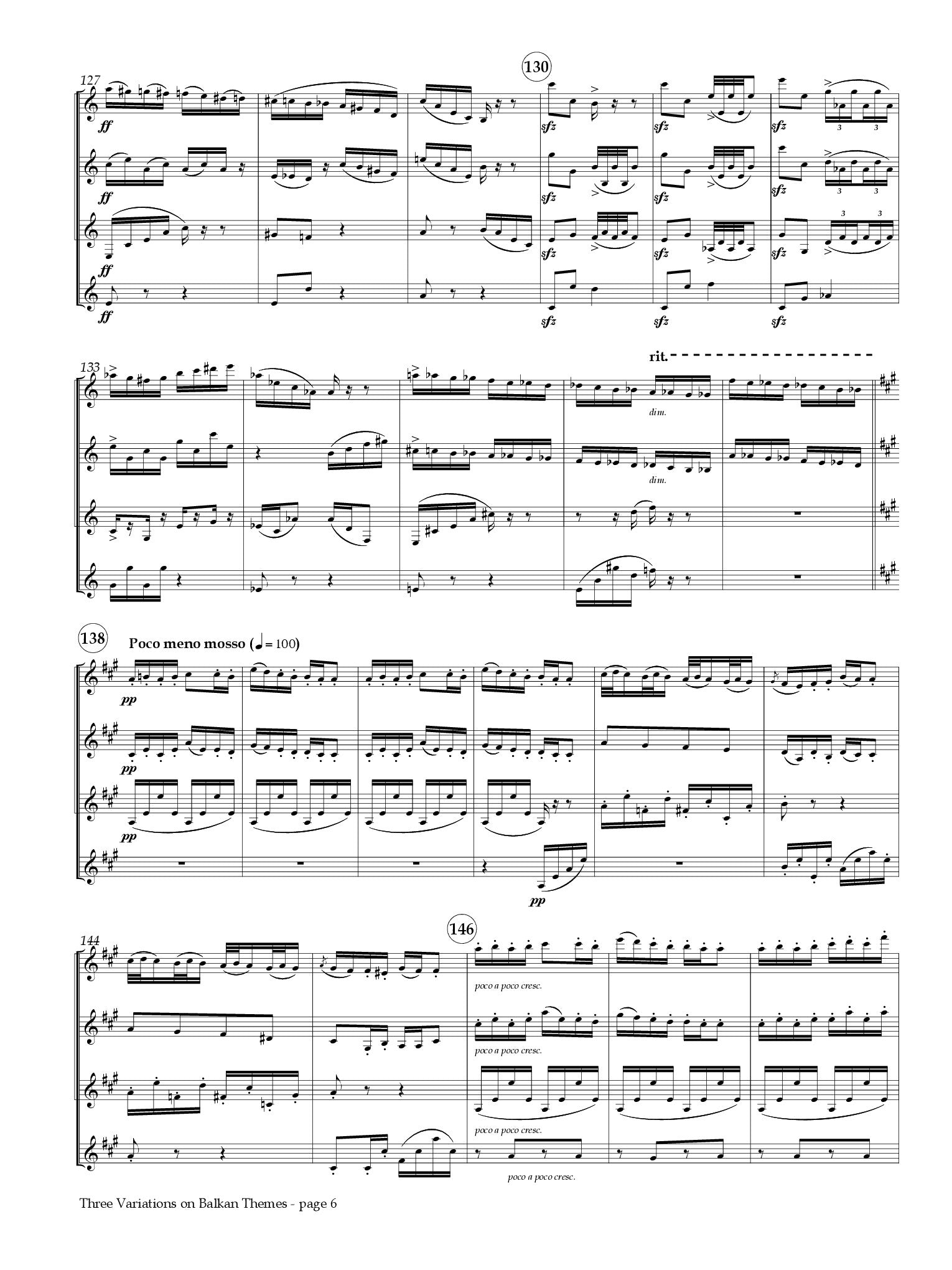 Beach (arr. Curtis) - Three Variations on Balkan Themes for Clarinet Quartet