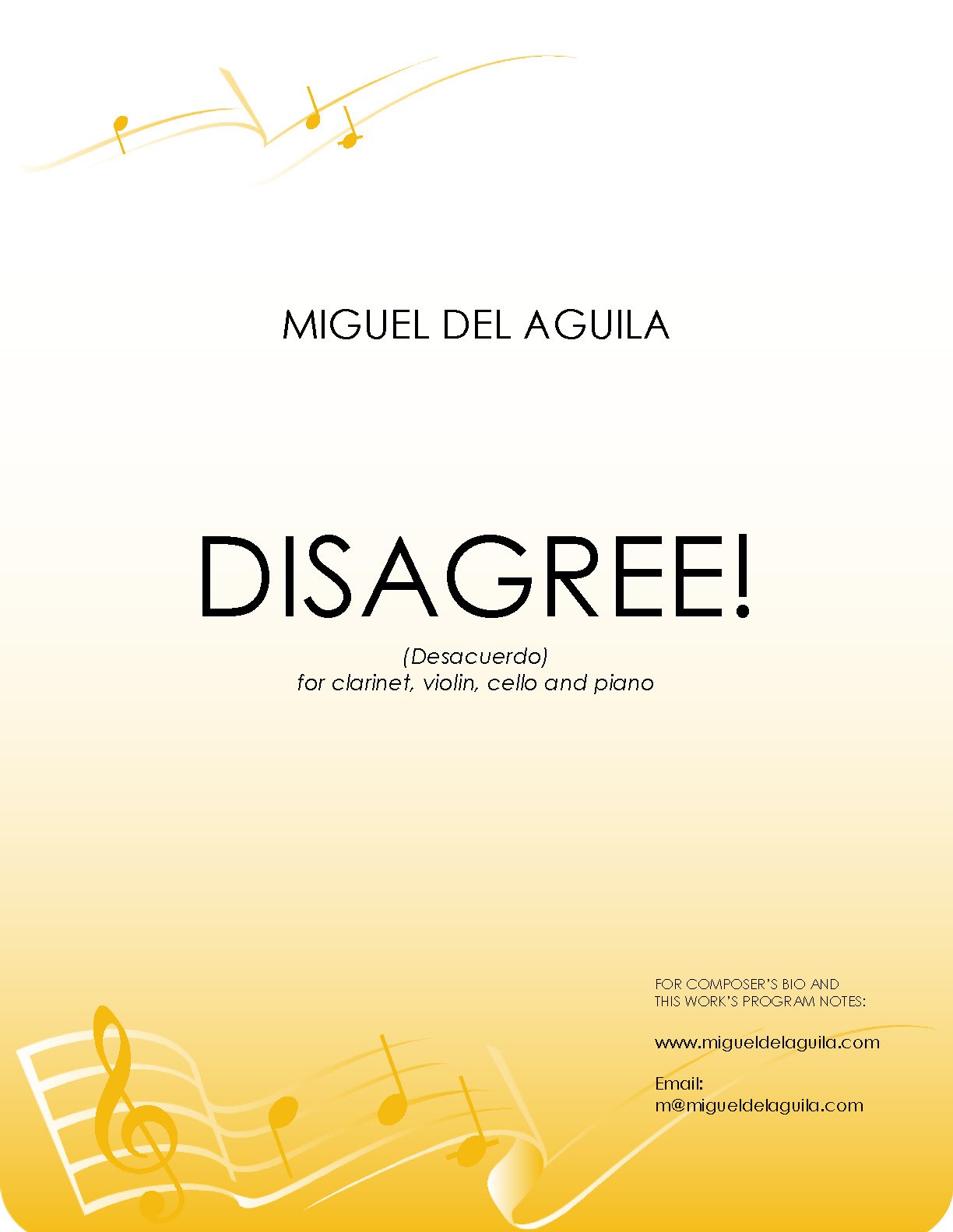del Águila - Disagree! for Clarinet, Violin, Cello, and Piano