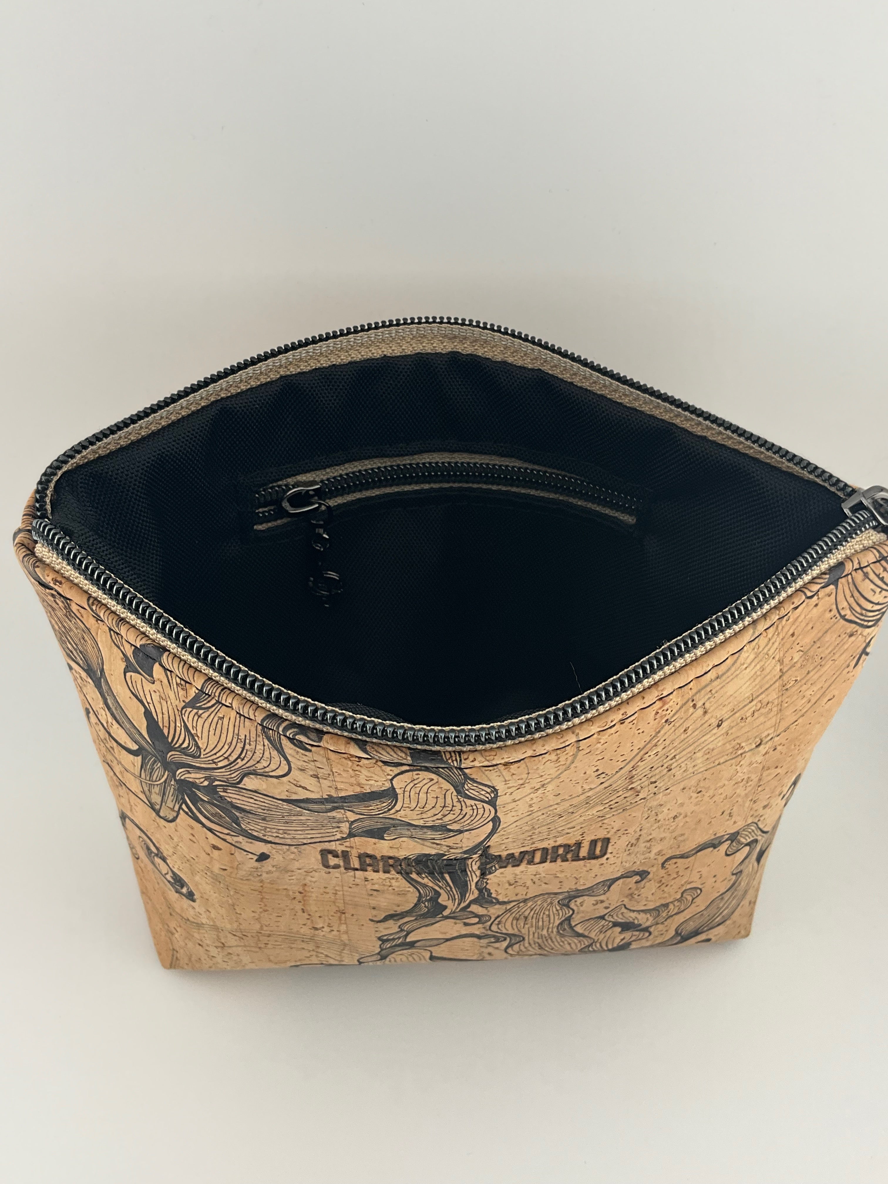 Handcrafted by J.Anne - Large Accessory Zipper Pouches - Floral Print Cork