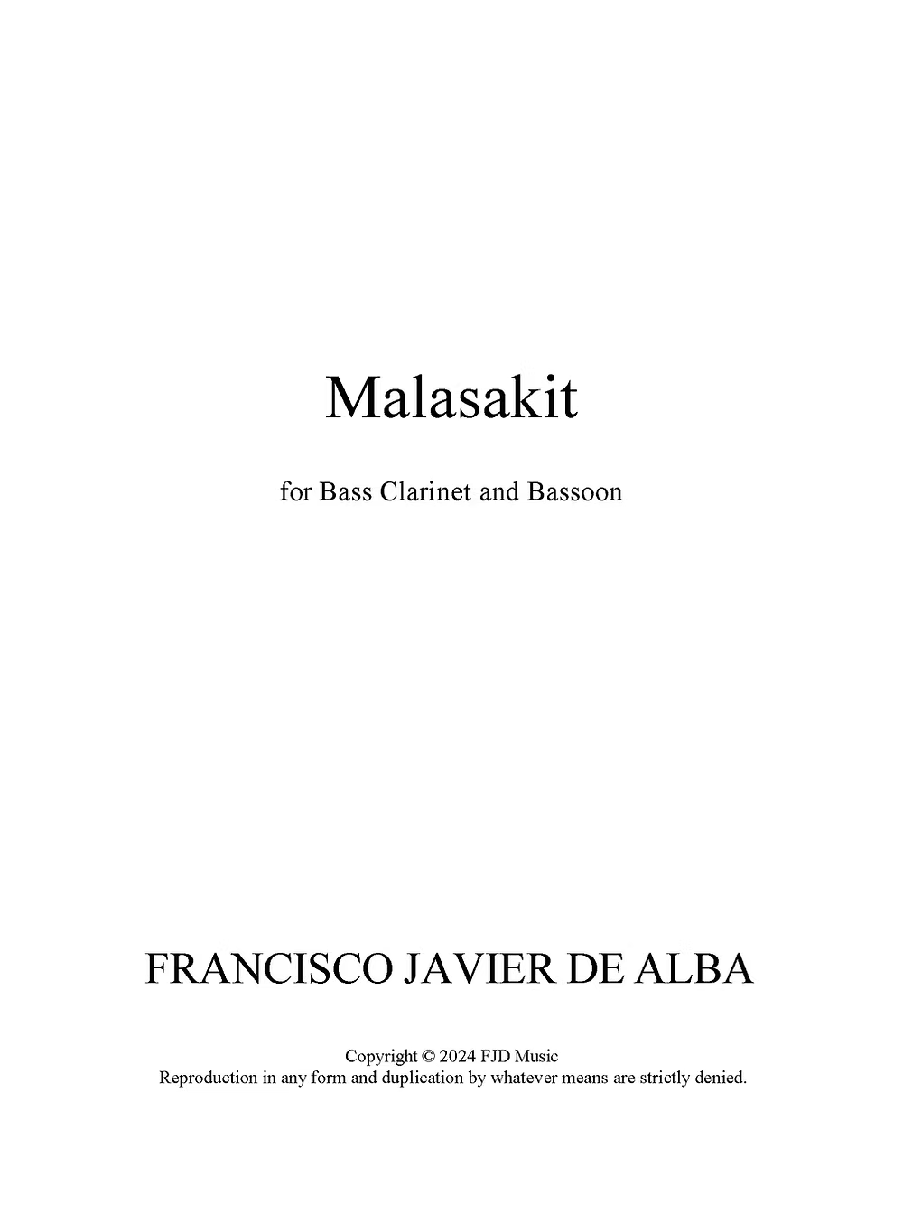 De Alba - Malasakit for Bass Clarinet and Bassoon