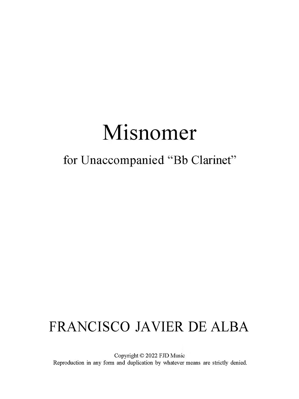 De Alba - Misnomer for Unaccompanied "B-flat Clarinet"
