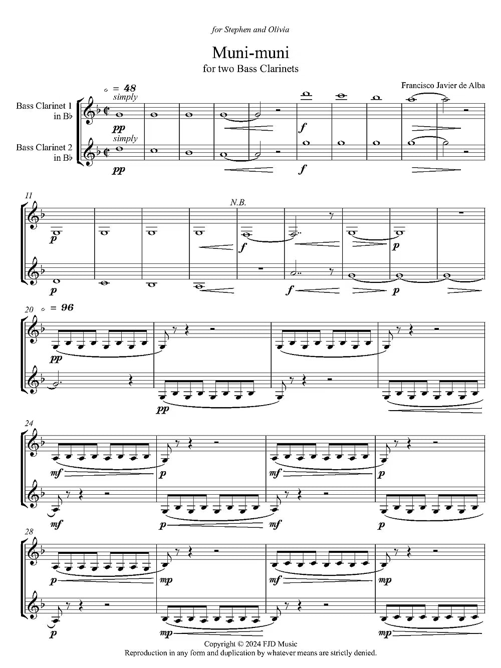 De Alba - Muni-Muni for Two Bass Clarinets