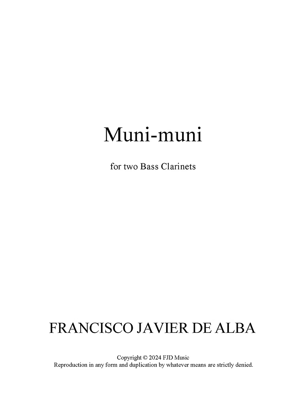 De Alba - Muni-Muni for Two Bass Clarinets