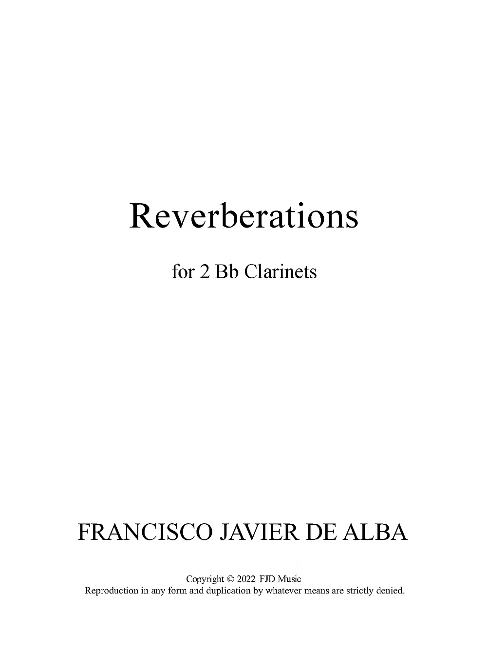 De Alba - Reverberations for Two B-flat Clarinets