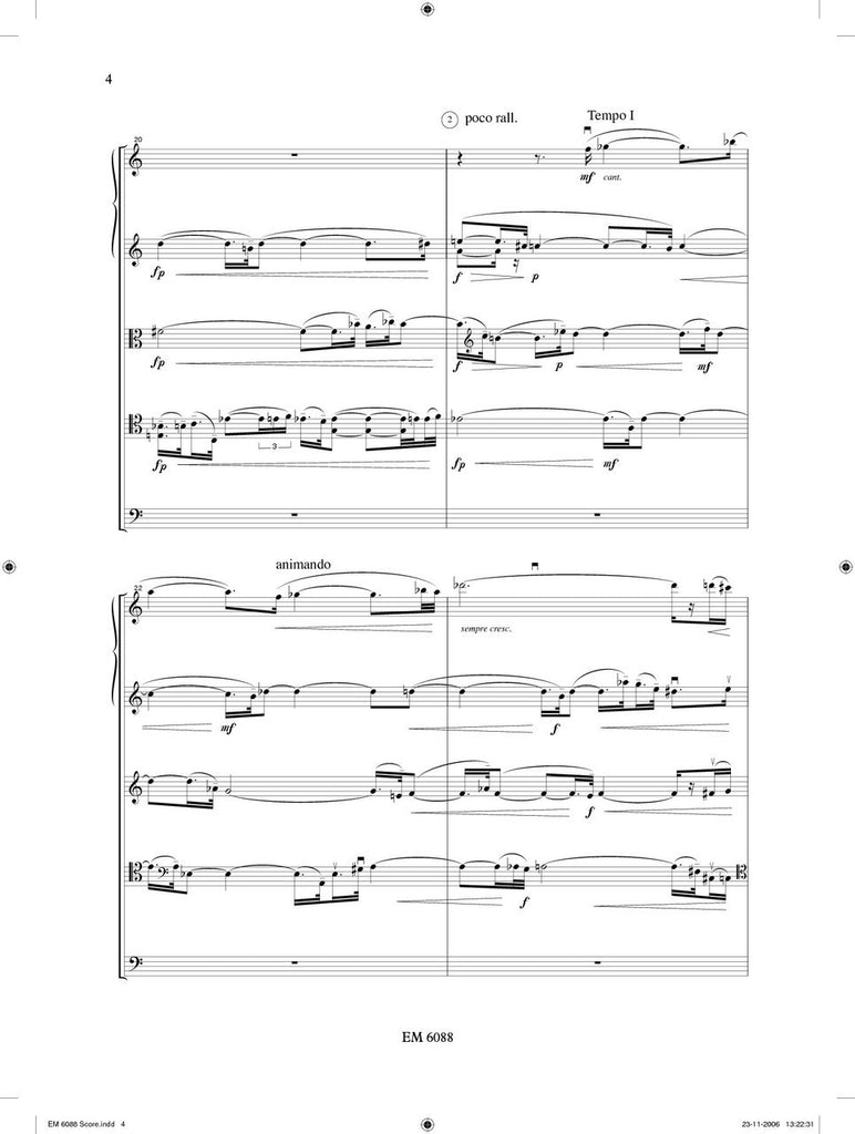 Celis - Da uno a cinque, Op.27 for Bass Clarinet and String Quartet