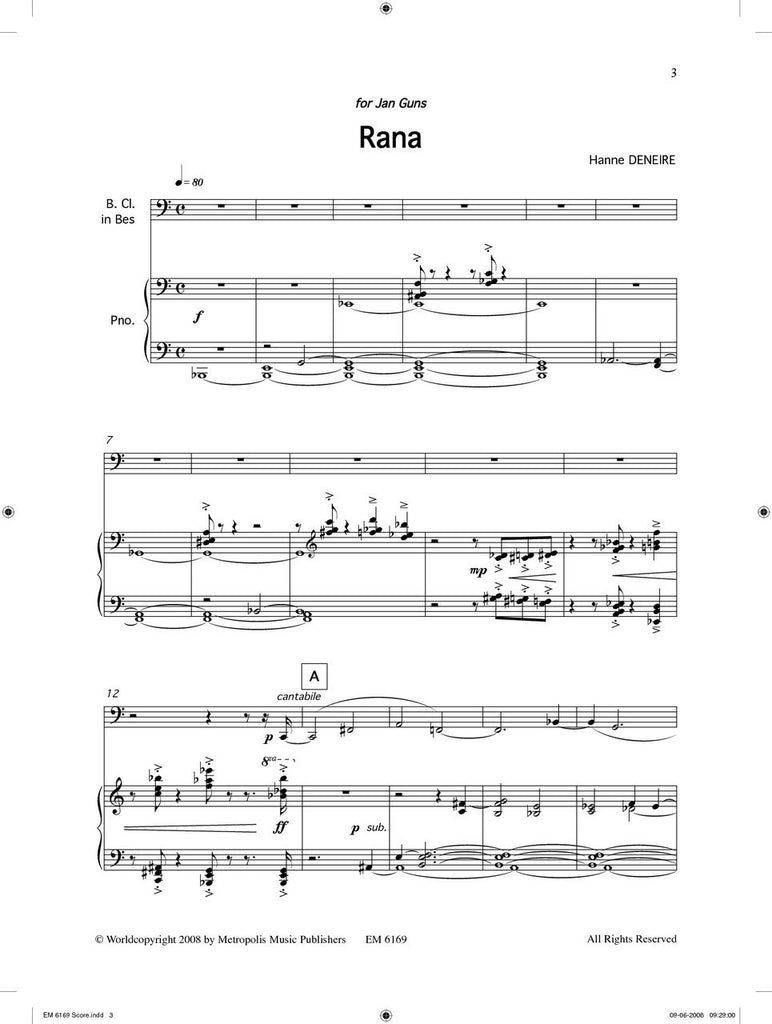 Deneire - Rana for Bass Clarinet and Piano