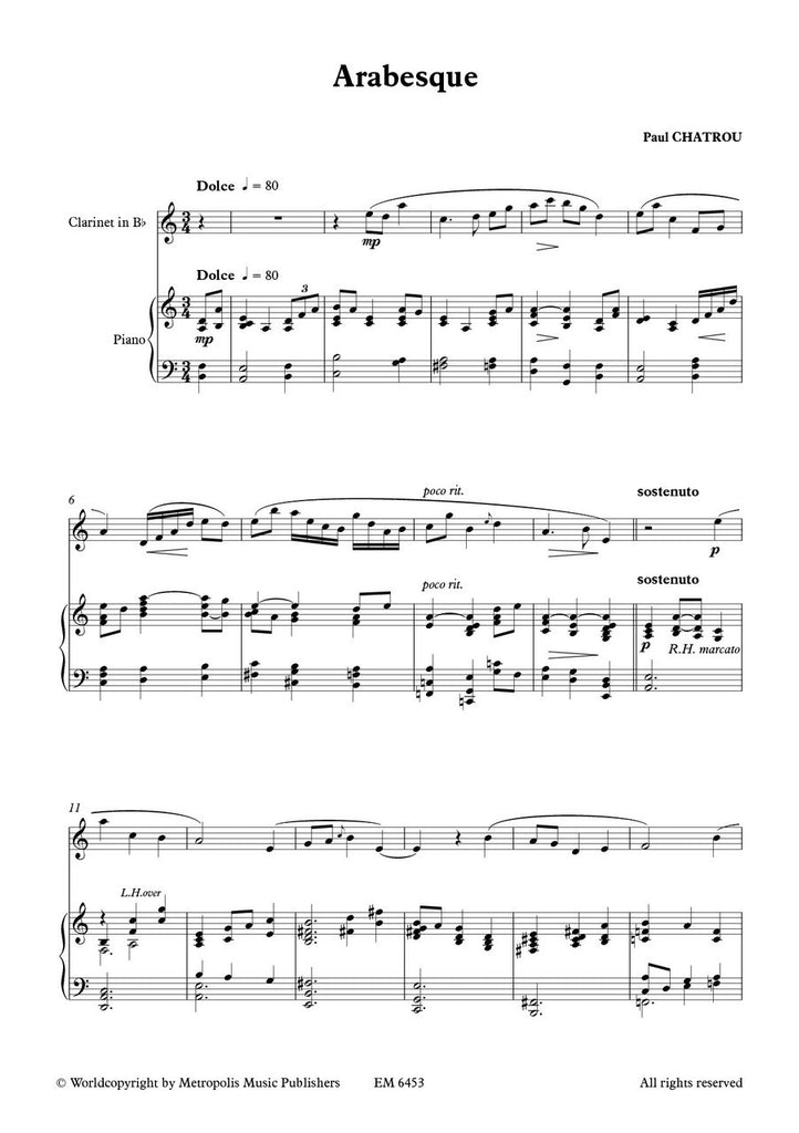 Chatrou - Arabesque for Clarinet and Piano