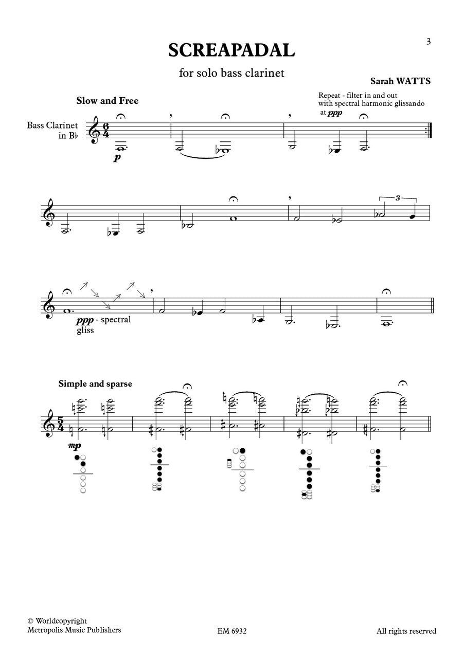 Watts - Screapadal for Solo Bass Clarinet