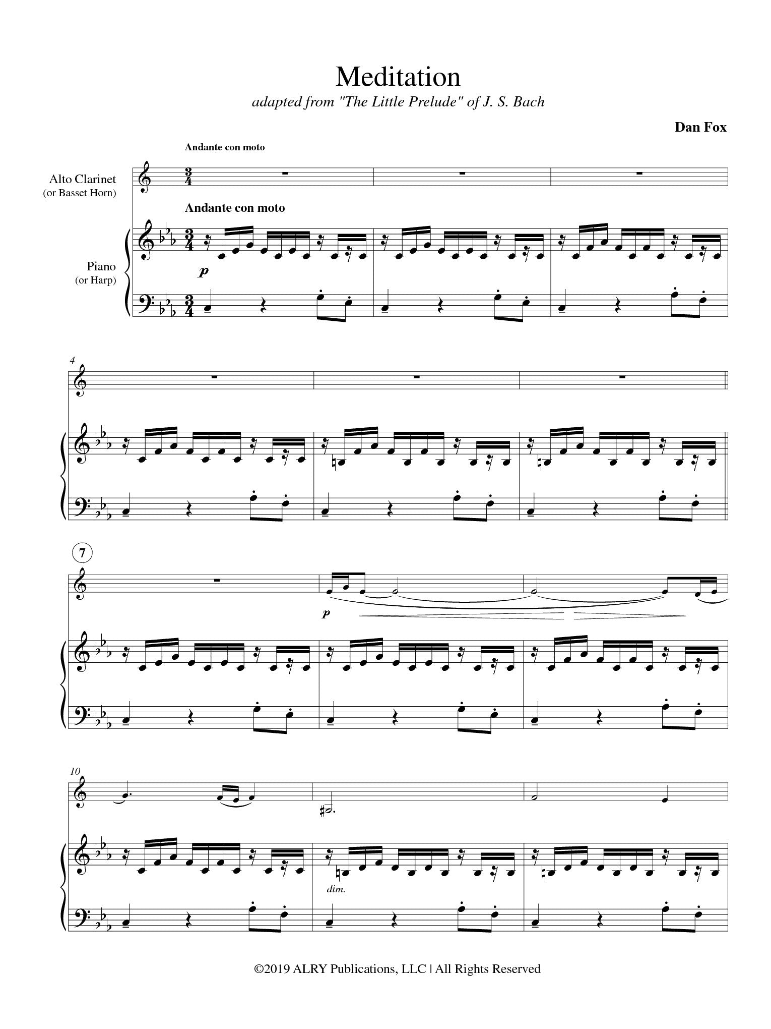Fox - Meditation adapted from 'The Little Prelude" of J.S. Bach