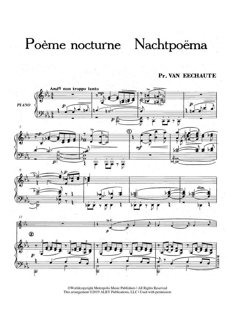 Van Eechaute (arr. Matt Johnston) - Nachtpoema for Alto Clarinet (or Basset Horn) and Piano