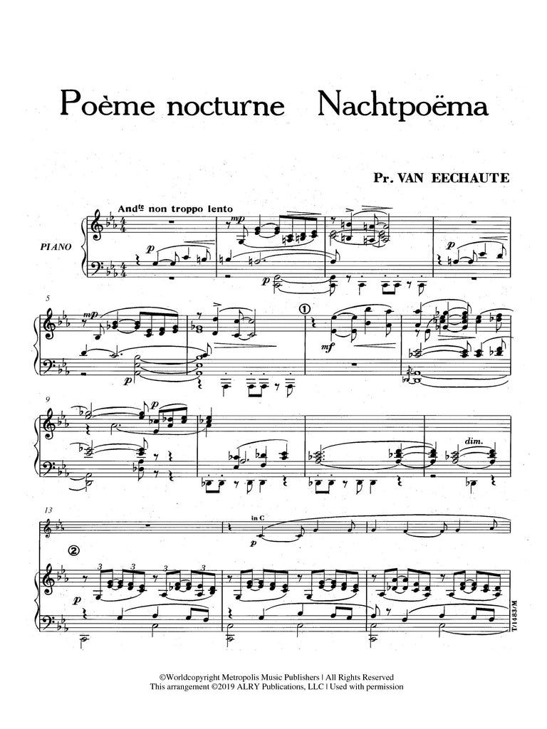 Van Eechaute (arr. Johnston) - Nachtpoema for Alto Clarinet (or Basset Horn) and Piano