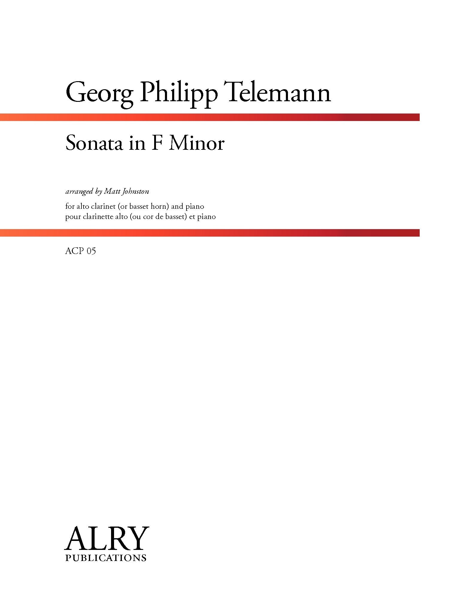 Telemann (Arr. Matt Johnston) - Sonata in F minor for Alto Clarinet (or Basset Horn) and Piano