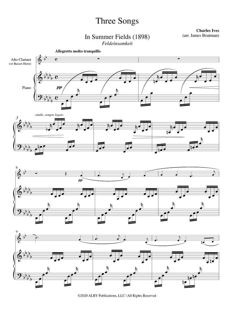 Ives - Three Songs for Alto Clarinet and Piano
