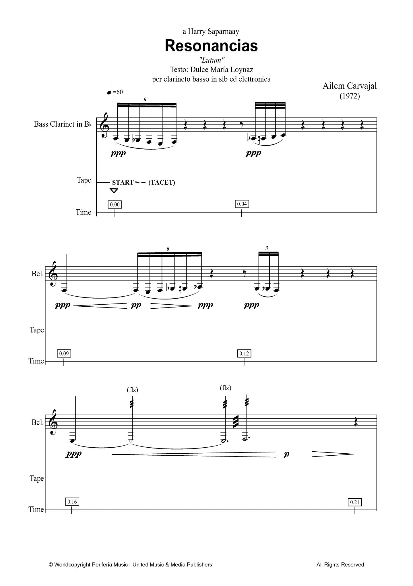 Carvajal-Gomez - Resonancias "Lutum" for Bass Clarinet and Tape