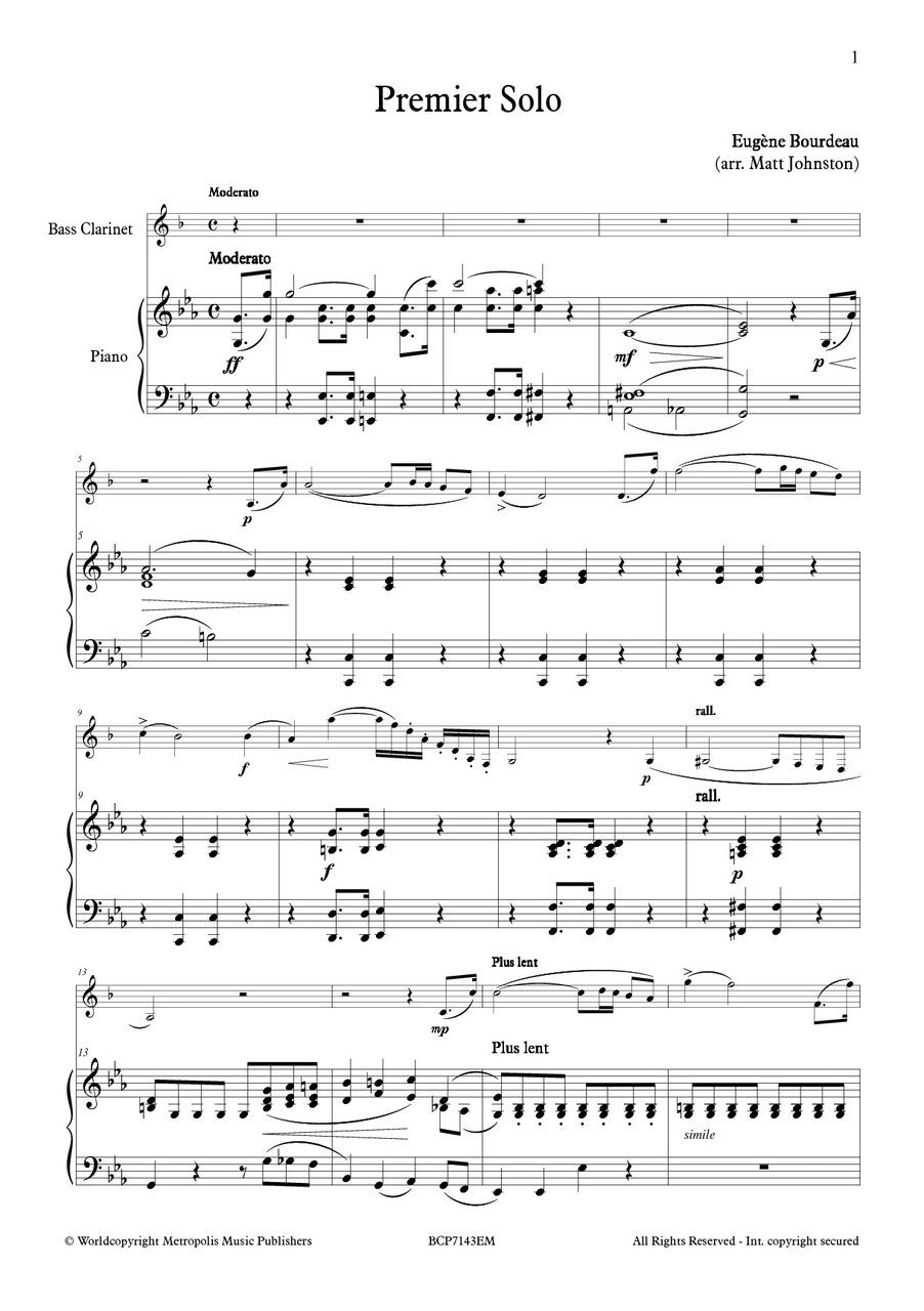 Bourdeau - Premier Solo for Bass Clarinet and Piano